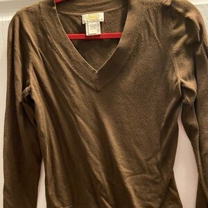 Talbots Chocolate Long Sleeve V-Neck Top